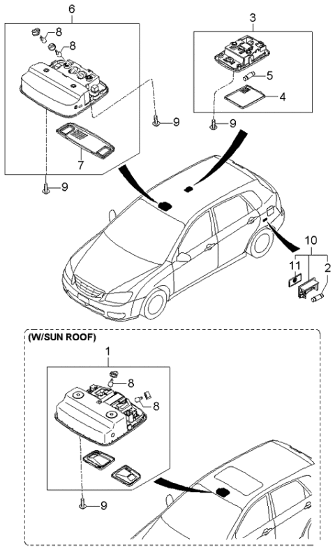 2005 Kia Spectra Lamp Assembly-Room Diagram for 928502F000IM
