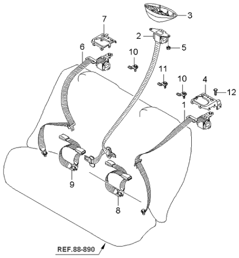 2006 Kia Spectra Bracket RH Diagram for 898812F010