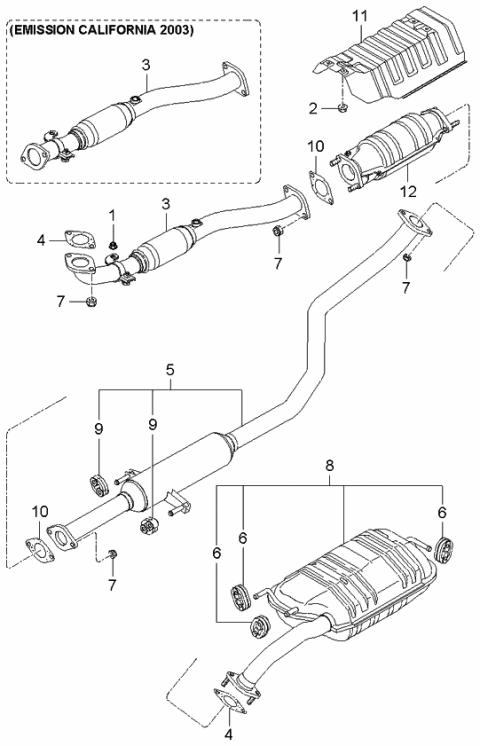 2006 Kia Spectra Muffler & Exhaust Pipe Diagram