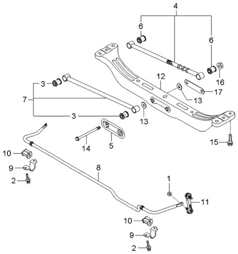 2004 Kia Spectra Rear Suspension Crossmember Diagram