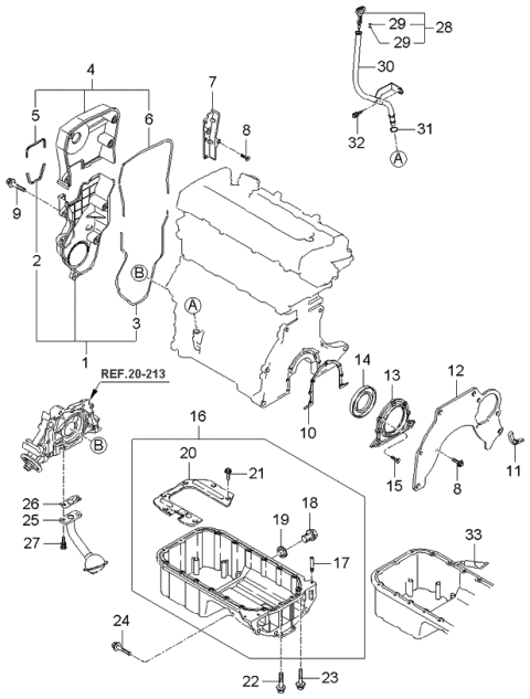 2004 Kia Spectra Belt Cover & Oil Pan Diagram