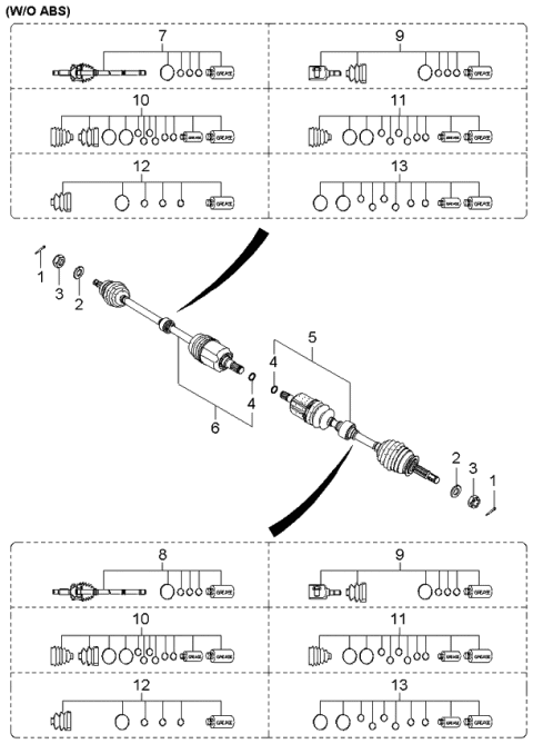 2004 Kia Spectra Hatchback (New Body Style) Drive Shaft Diagram 3