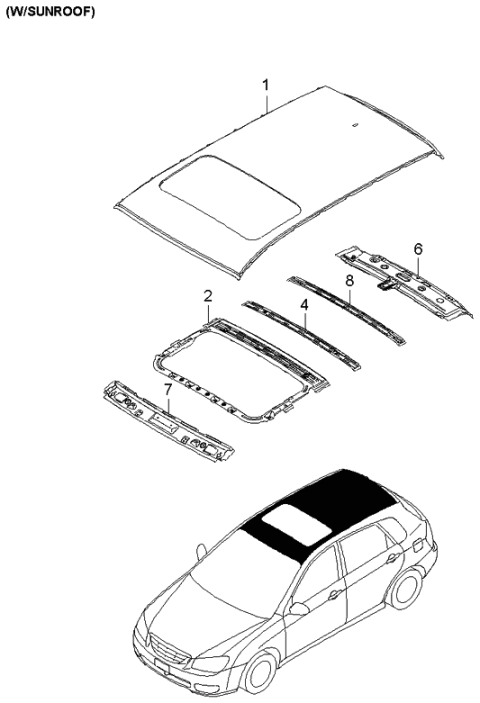 2006 Kia Spectra Roof Panel Diagram 2