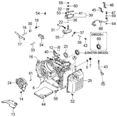 2005 Kia Spectra Auto Transmission Case Diagram 1