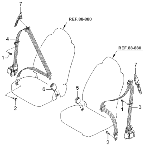 2006 Kia Spectra Belt-Front Seat Diagram