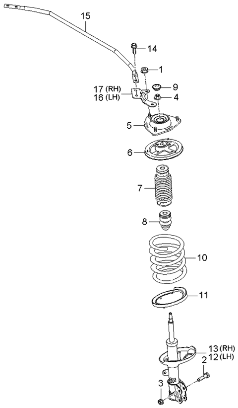 2006 Kia Spectra Front Spring Diagram for 546302F050