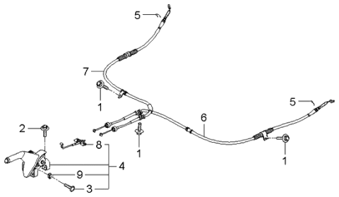 2006 Kia Spectra Cable Assembly-Parking Brake Diagram for 597602F200