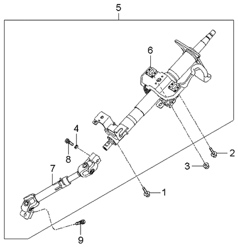 2005 Kia Spectra Steering Column & Shaft Diagram