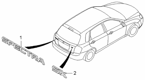 2005 Kia Spectra Hatchback Emblem Diagram