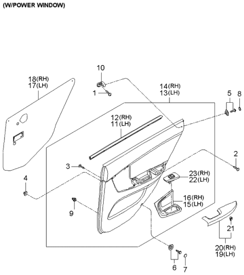 2004 Kia Spectra Panel Complete-Rear Door Trim Diagram for 833022F080R8