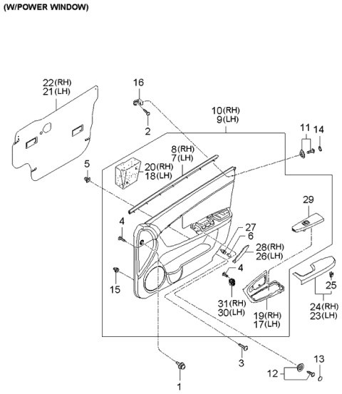 2005 Kia Spectra Power Window Front Switch Assembly Diagram for 935752F010GW