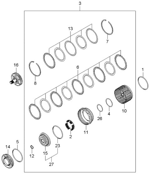 2005 Kia Spectra Transaxle Clutch-Auto Diagram 1