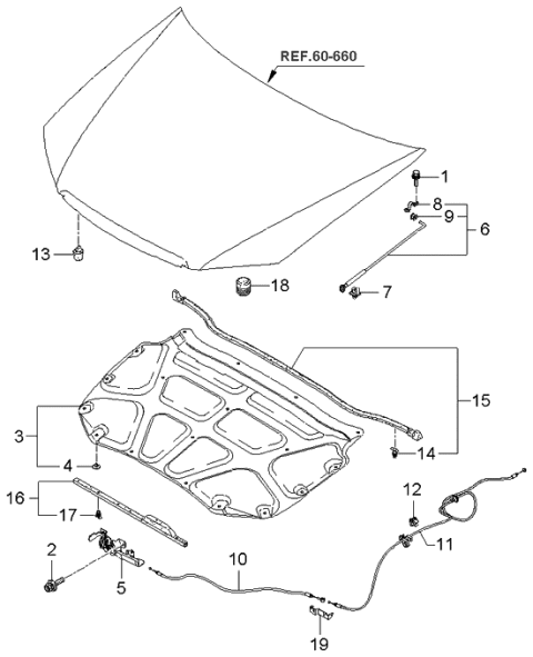 2004 Kia Spectra Hood Trim Diagram