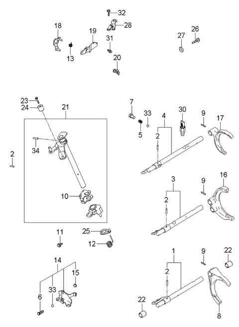 2004 Kia Spectra Gear Shift Control Diagram