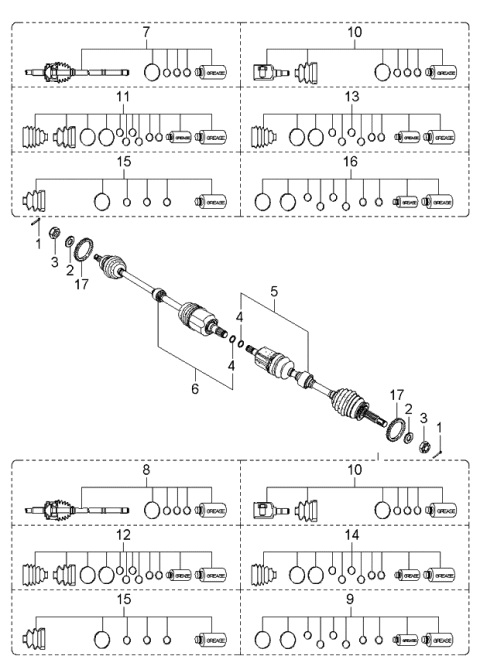 2004 Kia Spectra Band & Clip Set,RH Diagram for 495962F700