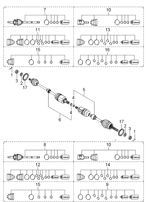 2004 Kia Spectra Boot Set,LH Diagram for 495932F705