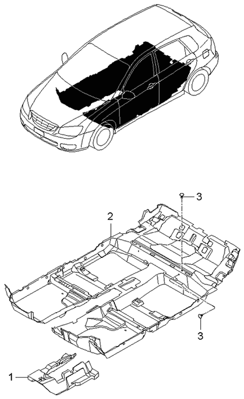 2005 Kia Spectra Floor & Carpet Diagram