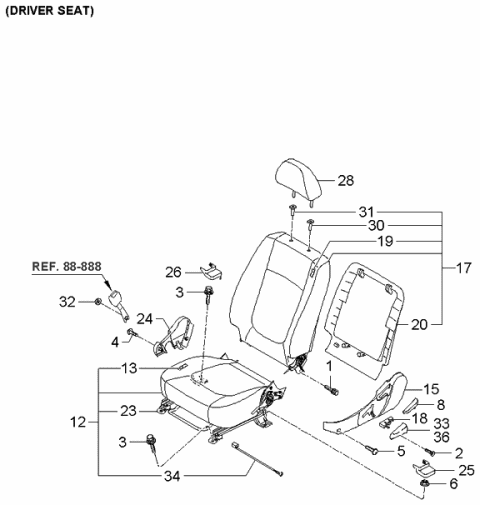 2006 Kia Spectra Cushion Assembly-Front Seat Diagram for 881032F702472