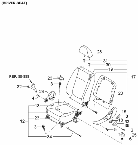 2006 Kia Spectra Seat-Front Diagram 2