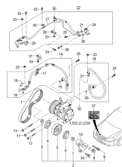 2005 Kia Spectra Air Condition System-Cooler Line Diagram