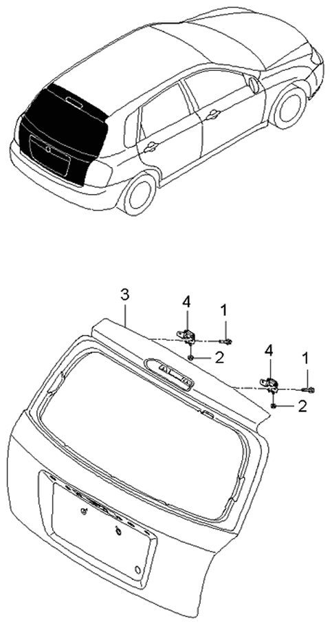 2006 Kia Spectra Tail Gate Diagram