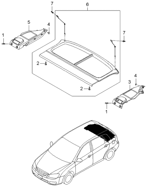 2004 Kia Spectra Trim Assembly-Cover Shelf Diagram for 859202F00187