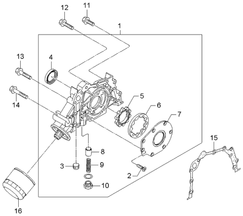 2006 Kia Spectra Front Case Diagram