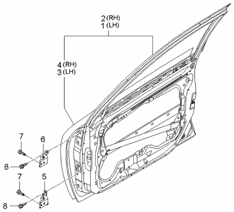 2005 Kia Spectra Panel-Front Door Diagram