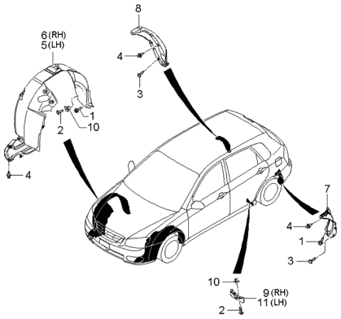 2005 Kia Spectra Guard Assembly-Rear Wheel Diagram for 868212F200