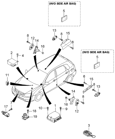 2004 Kia Spectra Keyless Entry Transmitter Assembly Diagram for 954302F220