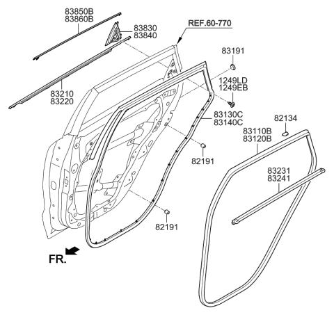 2019 Kia Niro MOULDING Assembly-Rear Door Diagram for 83840G5000