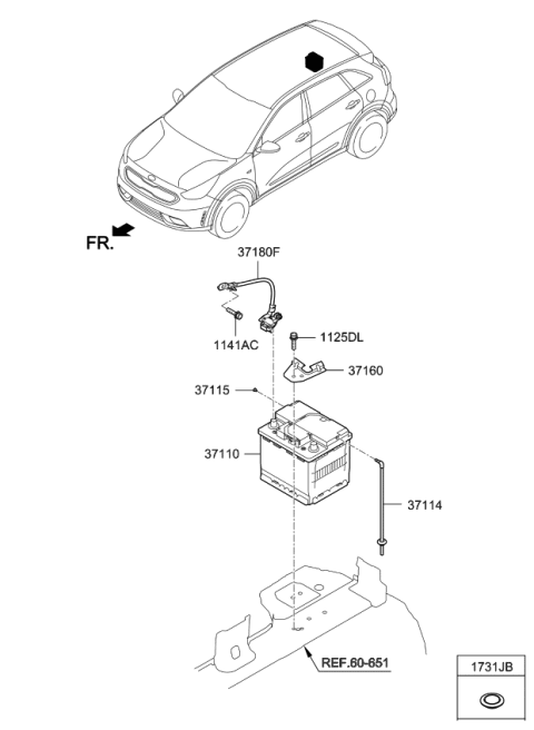 2017 Kia Niro Battery & Cable Diagram