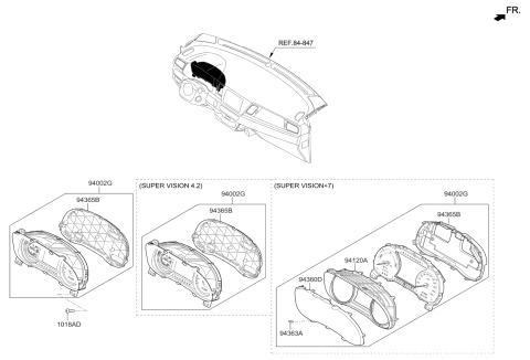 2018 Kia Niro Cluster Assembly-Instrument Diagram for 94011G5620