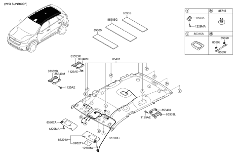 2019 Kia Niro Sunvisor & Head Lining - Diagram 1