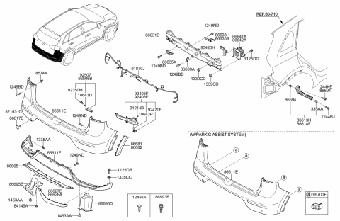 2017 Kia Niro Rear Bumper Lower Cover Diagram for 86612G5010