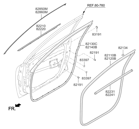 2019 Kia Niro Moulding-Front Door Diagram