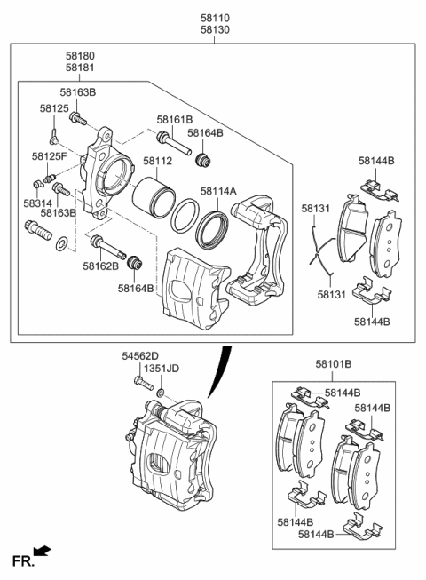 2017 Kia Niro Caliper Kit-Front Brake Diagram for 58190G2A00