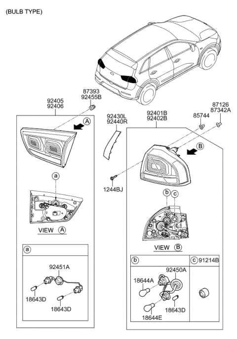 2017 Kia Niro Lamp Assembly-Rear Combination Diagram for 92404G5000