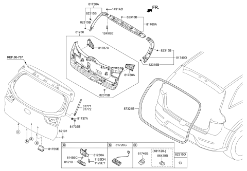 2019 Kia Niro Tail Gate Trim Diagram