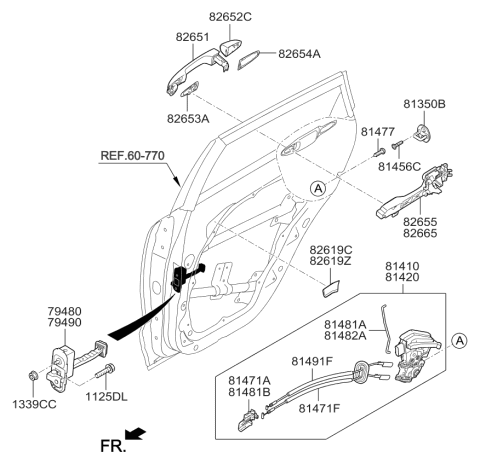 2018 Kia Niro Checker Assembly-Rear Door Diagram for 79490G5000