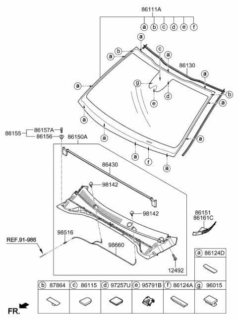 2017 Kia Niro Windshield Glass Diagram