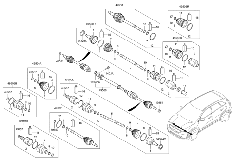 2018 Kia Niro Drive Shaft (Front) Diagram