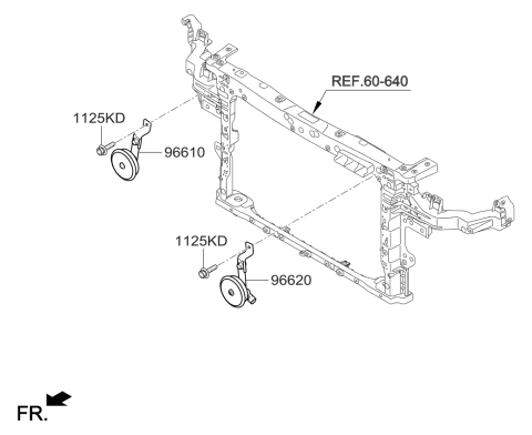 2018 Kia Niro Horn Assembly-Low Pitch Diagram for 96610G5000