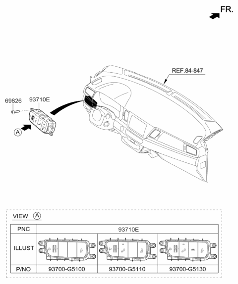 2019 Kia Niro Switch Assembly-Side Crash Pad Diagram for 93700G5130CGS