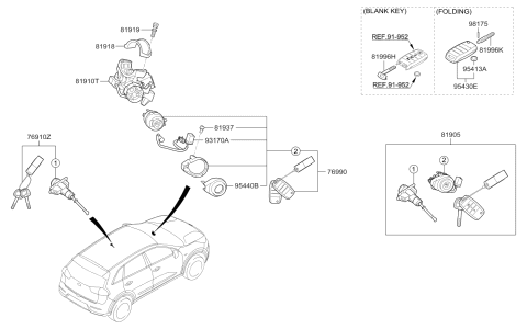 2019 Kia Niro Key Sub Set-Steering Diagram for 81900G5A00