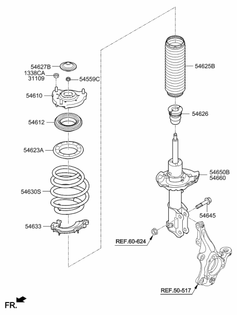 2019 Kia Niro Strut Assembly-Front ,Lh Diagram for 54651G5160