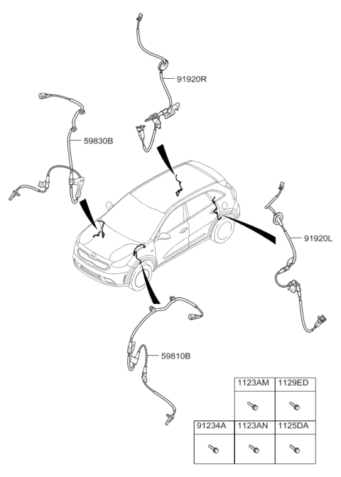 2018 Kia Niro Cable Assembly-Abs Ext,R Diagram for 91921G5300
