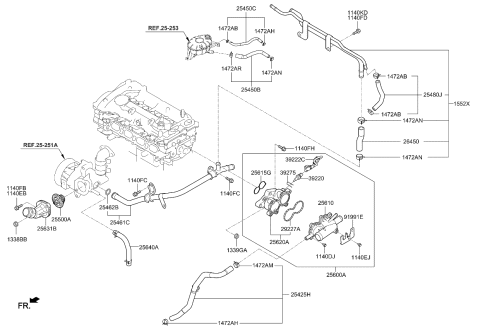 2018 Kia Niro Hose & Clamp Assembly Diagram for 25450G2600