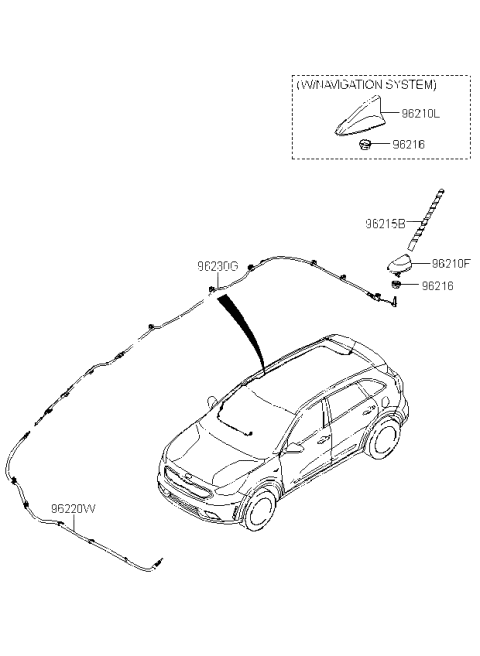 2018 Kia Niro Combination Antenna Assembly Diagram for 96210G5120K3R