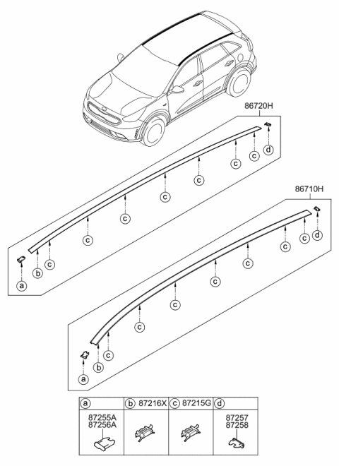 2019 Kia Niro Roof Garnish & Rear Spoiler Diagram 1